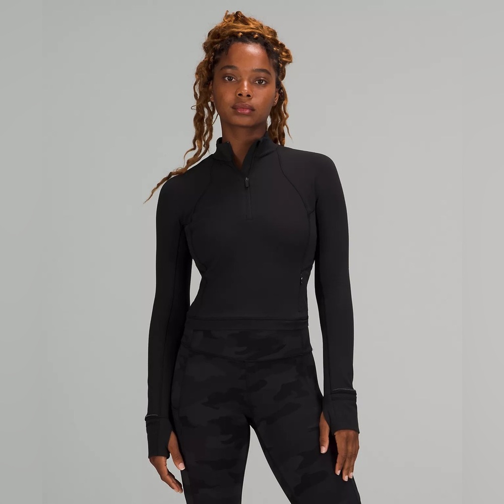 Lululemon It's Rulu Cropped Half Zip Running Long Sleeve UPF Fabric